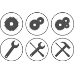 Vektorgrafikk utklipp svart/hvitt sett med innstillinger knapper