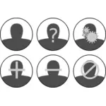 Vektorgrafik med gråskala uppsättning av användaren förvaltning ikoner