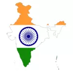 ध्वज के साथ भारत का नक्शा