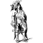 이로쿼이 미국 원주민 인디언 벡터 드로잉