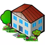 Vector graphics of house among trees