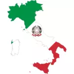 Italian kartta, jossa on lippu