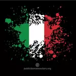 Bandera italiana en salpicaduras de tinta