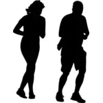 الركض زوجين صورة ظلية