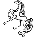 Gambar vektor bergaya kuda melompat pada latar belakang putih