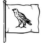 Karakonha 图腾与一只鸟在黑色和白色的矢量图像