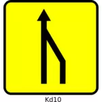 矢量图像的右车道减少道路标志牌上写在法国