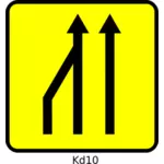 矢量图的最左边的车道减少道路标志牌上写在法国