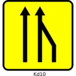 Vector drawing of far right lane reduction road sign in France