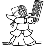 Garota de Kendo carregando ilustração vetorial de teclado