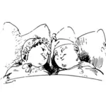 Векторное изображение детей, лежа в постели