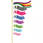 Koinobori banderuola su un'immagine vettoriale di palo