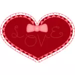 Valentines Day hart met kant en liefde gestikt daarop vector afbeelding