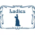 Blue ladies restroom door sign vector drawing
