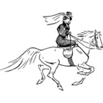 Senhora na ilustração a cavalo