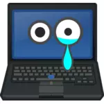 笔记本电脑哭眼神接触屏幕向量剪贴画