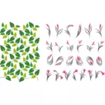 Blader og blomster mønster utvalg vektor image