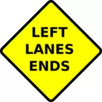 Left lane ends caution sign vector image