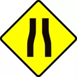 Дорога сужается внимание знак векторное изображение