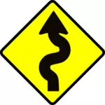 曲がりくねった道路警告サイン ベクトル画像