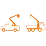 Lift en kraan vrachtwagens vector tekening