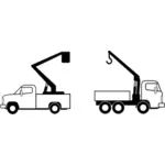 Vector drawing of street repair trucks