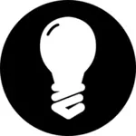 पारंपरिक प्रकाश बल्ब आइकन में काले सर्कल वेक्टर छवि