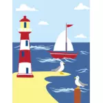 Lighthouse seaside scene