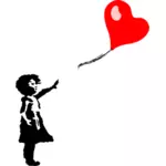 Sedikit gadis dan hati berbentuk balon