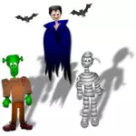 Three cartoon monsters vector graphics