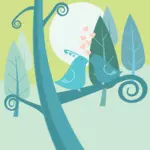 Vector image of love birds on a forest tree