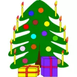 Sade bir şekilde dekore edilmiş Noel ağacı vektör