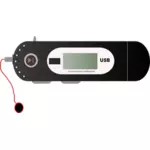 MP3 player dengan earphone vektor klip seni