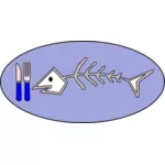 Gambar vektor tulang ikan di piring
