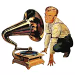 Ilustracja wektorowa człowieka i gramofon