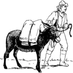 Man and donkey vector image