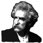 Vector gray illustration of portrait of Mark Twain