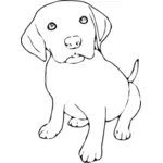 Vector illustration of cute puppy for coloring in