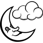 Vector graphics of sleepy moon and cloud