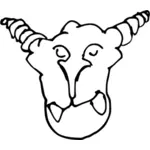 Vector illustration of two horns sleepy monster