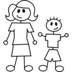 Figure del bastone di mamma e bambino