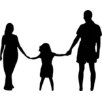 Familie von drei silhouette