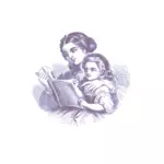 Mother reading for her daughter