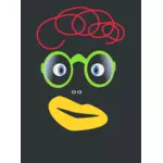 Vector drawing of a face with green glasses
