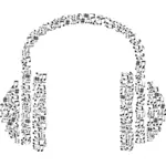 Notas musicais com fones de ouvido