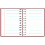Open notebook with white papers