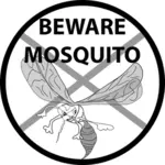 Vector image of label with mosquito warning