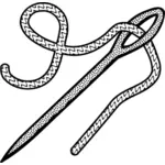 Nål og tråd linje kunst vector illustrasjon