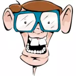 Vector clip art of comic geek face with glasses