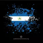 尼加拉瓜在墨水飞溅的旗帜